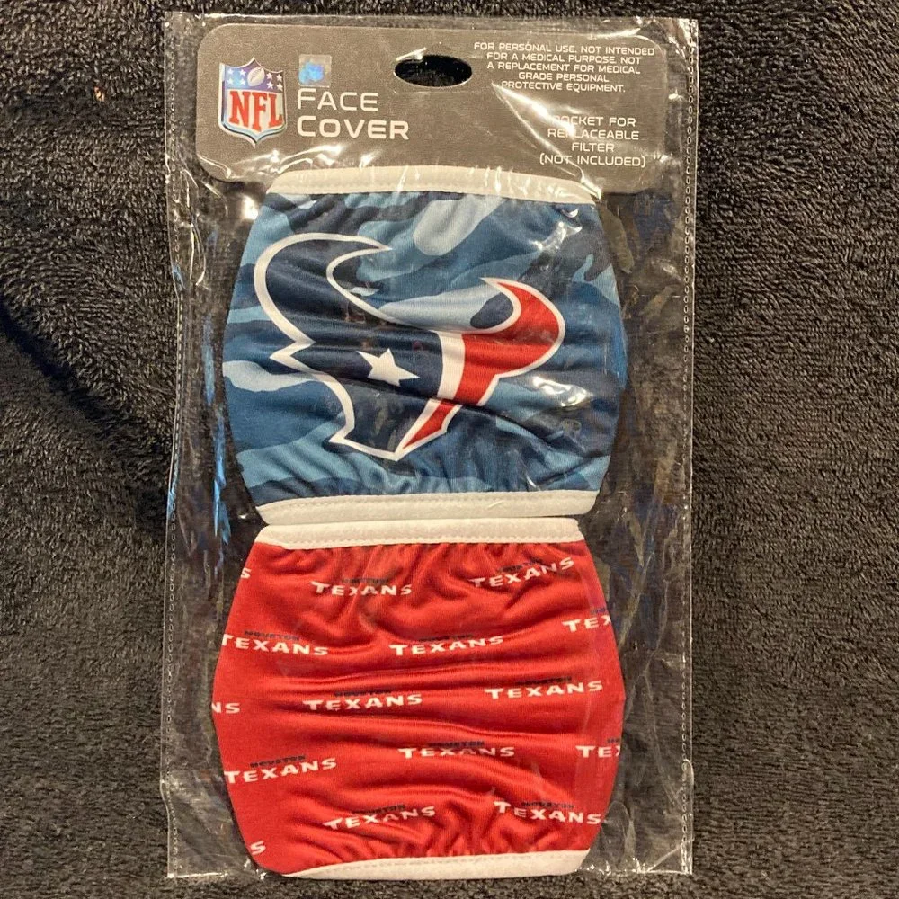 New 2 Pack Of NFL Texans Face Covering